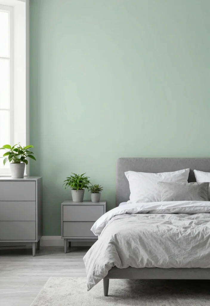12 Bedroom Paint Colors That Work with Grey Furniture 7 12 Bedroom Paint Colors That Work with Grey Furniture - 7. Light Sage Green 1