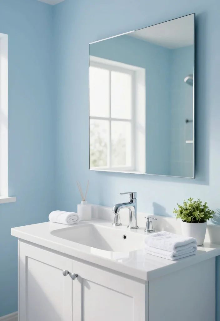 12 Best Paint Colors for Bathroom Walls That Feel Clean and Bright - 11. Ice Blue 1
