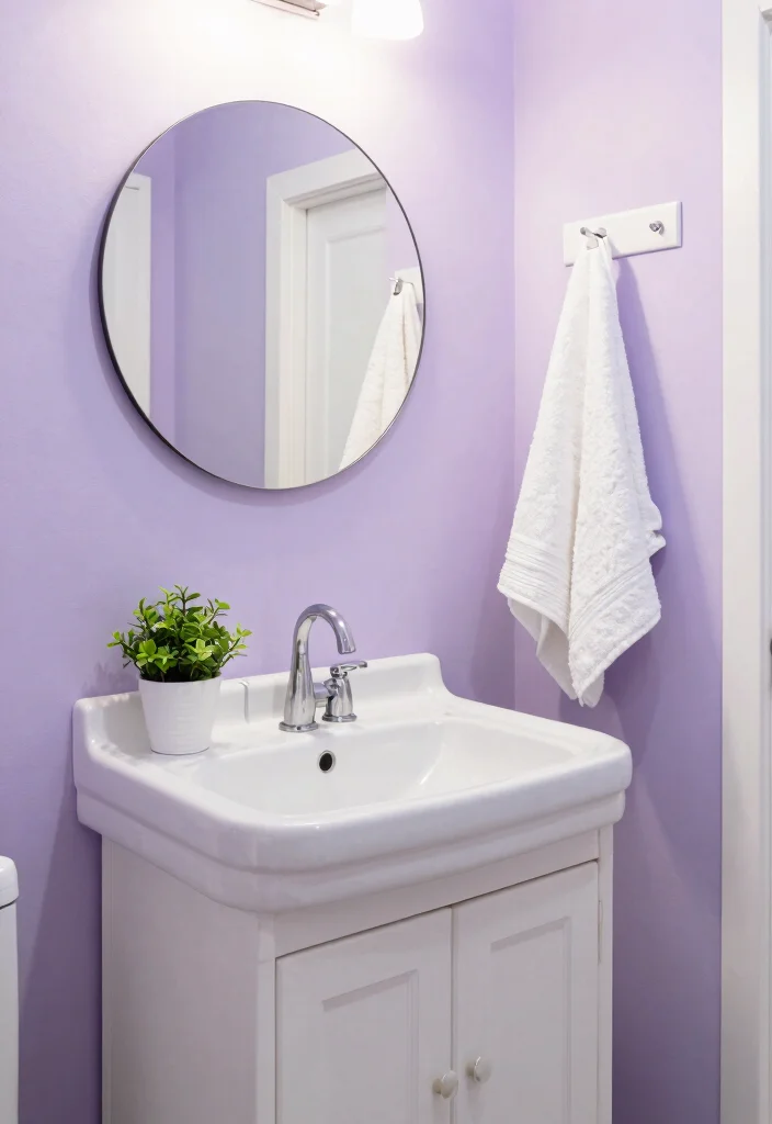 12 Best Paint Colors for Bathroom Walls That Feel Clean and Bright - 4. Soft Lavender 1
