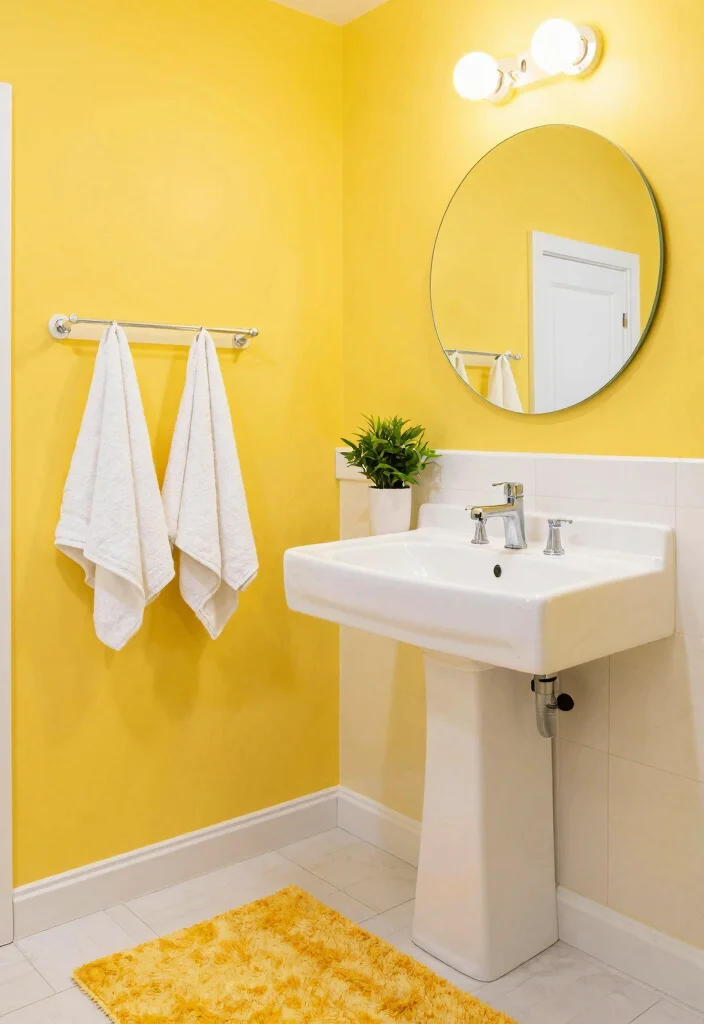 12 Best Paint Colors for Bathroom Walls That Feel Clean and Bright - 5. Sunny Yellow 1