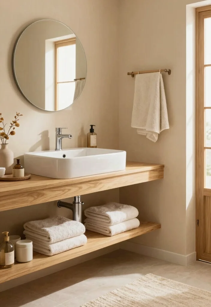 12 Best Paint Colors for Bathroom Walls That Feel Clean and Bright - 6. Warm Beige 1
