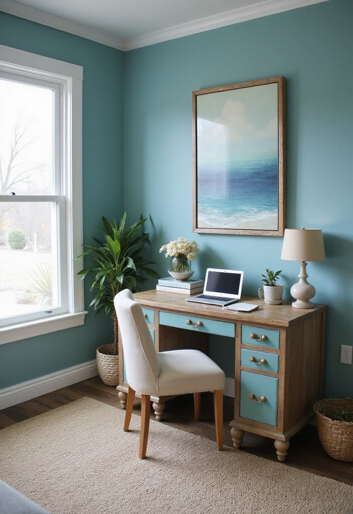 12 Blue Home Office Ideas for Calm Focused Energy - 1. Ocean-Inspired Palette