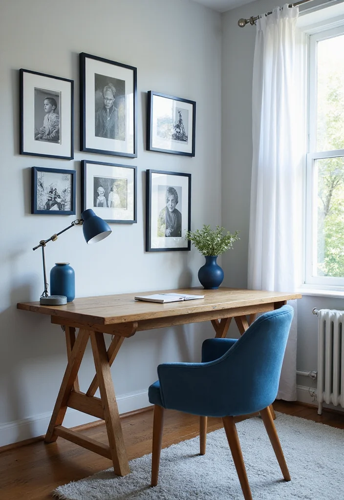 12 Blue Home Office Ideas for Calm Focused Energy - 12. Personal Blue Touches