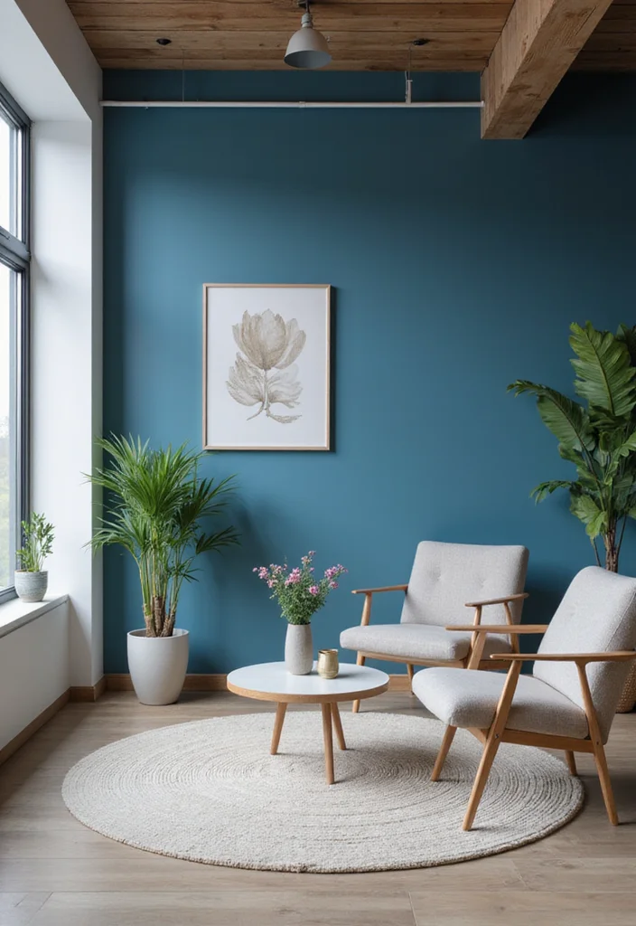 12 Blue Home Office Ideas for Calm Focused Energy - 3. Calming Accent Walls