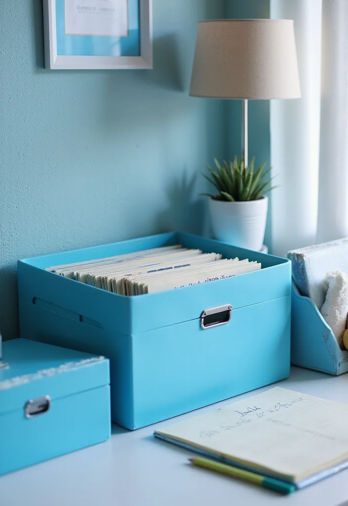 12 Blue Home Office Ideas for Calm Focused Energy - 8. Blue Organizational Tools
