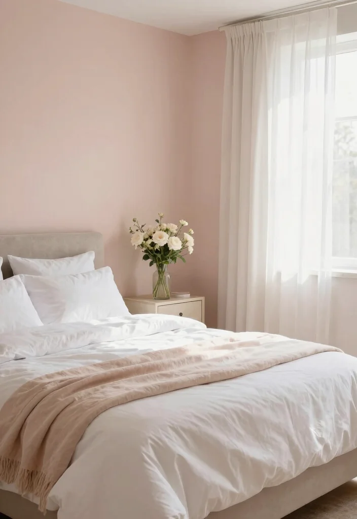 12 Calming Bedroom Paint Color Ideas for Better Rest - 12. Light Blush 1