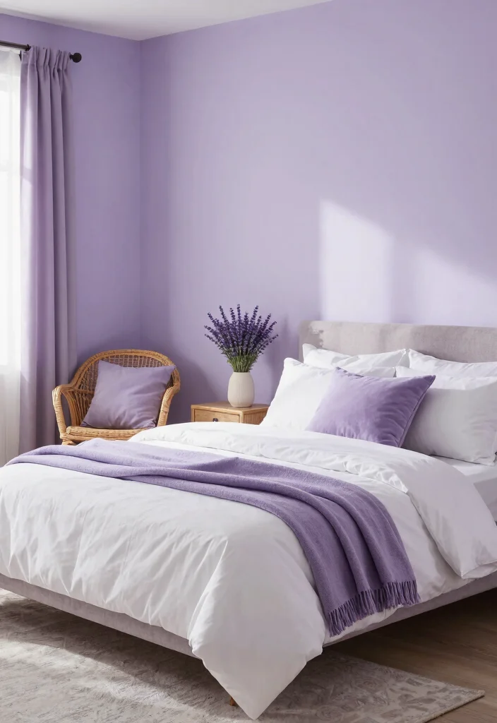 12 Calming Bedroom Paint Color Ideas for Better Rest - 3. Gentle Lavender 1