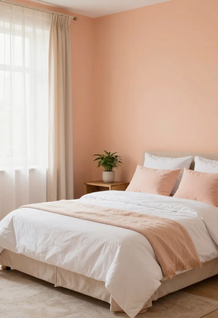 12 Calming Bedroom Paint Color Ideas for Better Rest - 4. Soft Peach 1