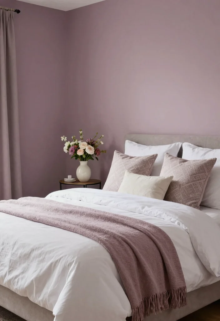 12 Calming Bedroom Paint Color Ideas for Better Rest - 8. Misty Mauve 1