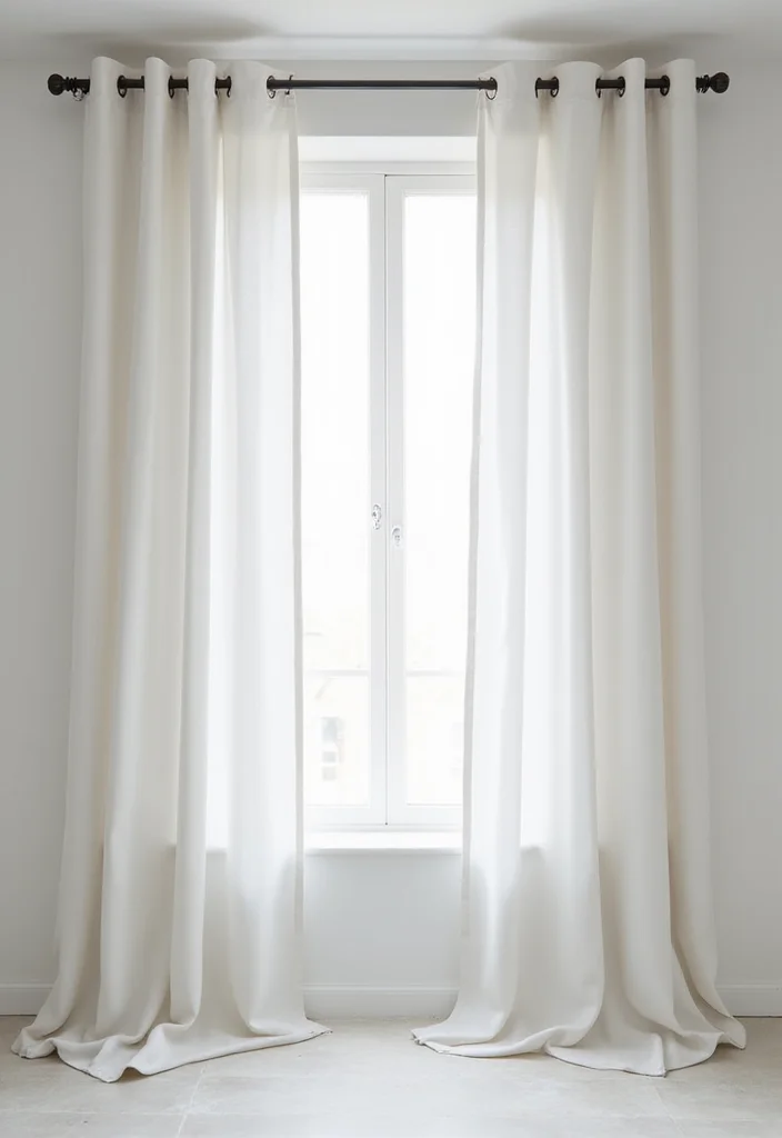 12 Curtain Rail Ideas for Smooth Modern Function - 10. Simple Curtain Panels with Pocket Rods