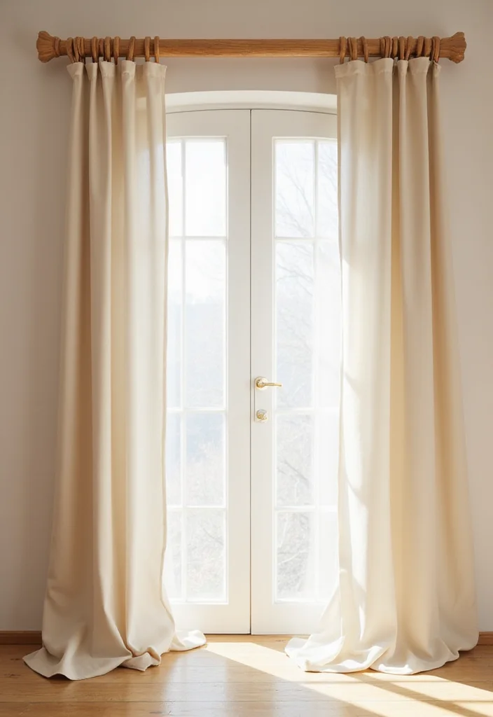 12 Curtain Rail Ideas for Smooth Modern Function - 3. Minimalist Wooden Rods