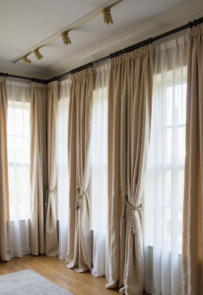 12 Curtain Track Ideas for Neat Ceiling Mounted Style - 12. Elegant Drapery Hooks