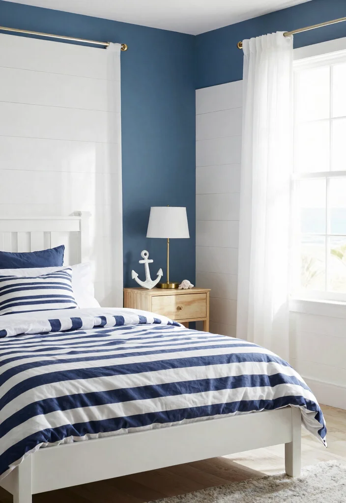 12 Dark Blue Bedroom Color Schemes for a Cozy Sophisticated Look - 1. Coastal Retreat: Soft Navy and Crisp White 1
