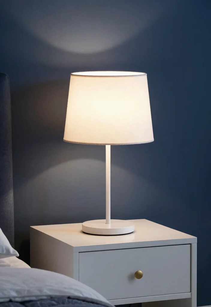 12 Dark Blue and White Bedroom Ideas for a Clean Balanced Style - 8. Bedside Lighting 1