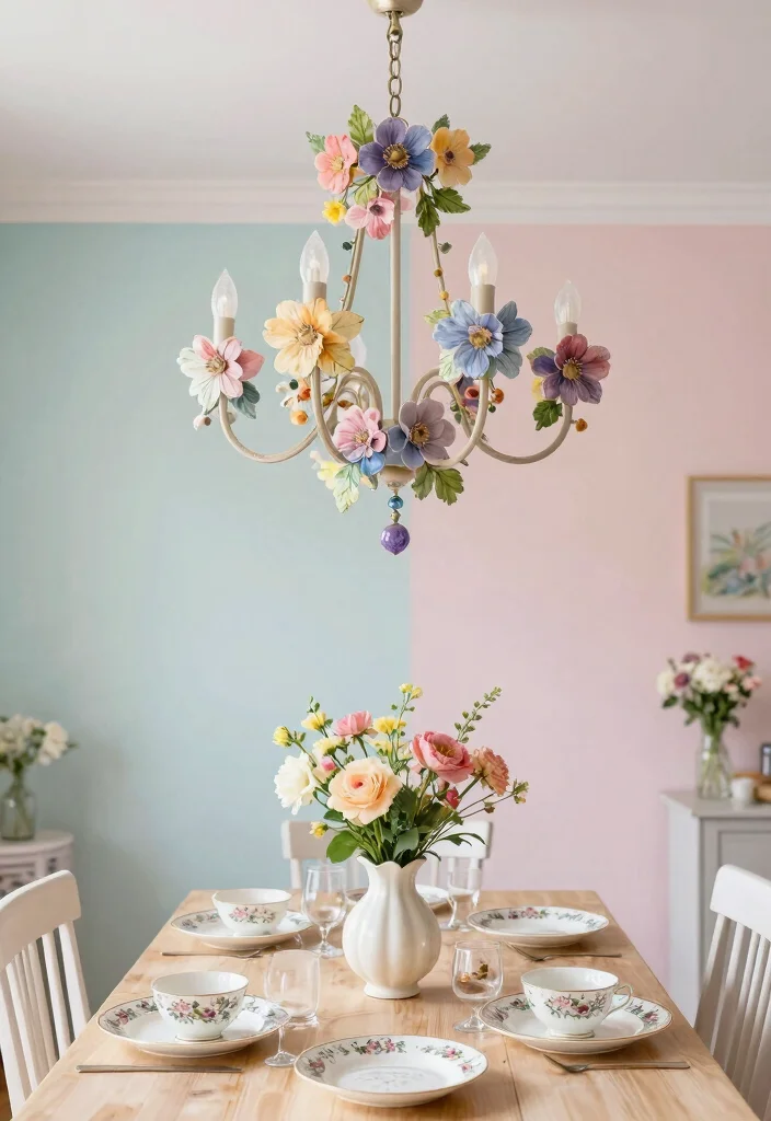 12 Elegant Vintage Chandelier Ideas to Elevate Your Dining Room - 11. Whimsical Floral 1