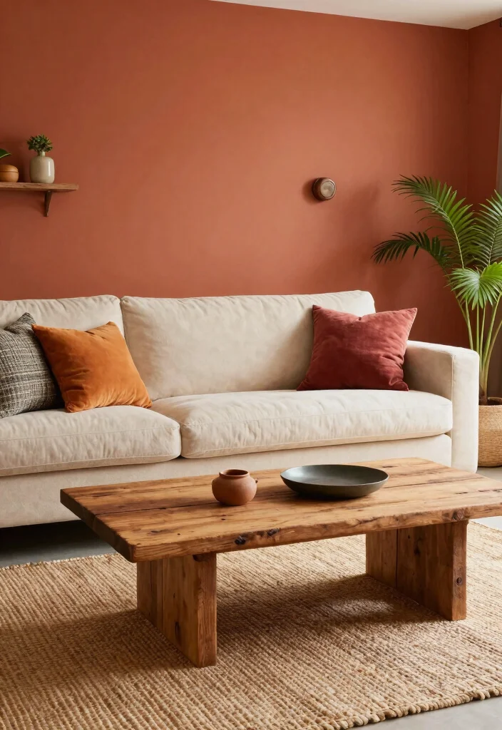 12 Farmhouse Living Room Paint Colors That Feel Warm and Inviting - 8. Terracotta 1