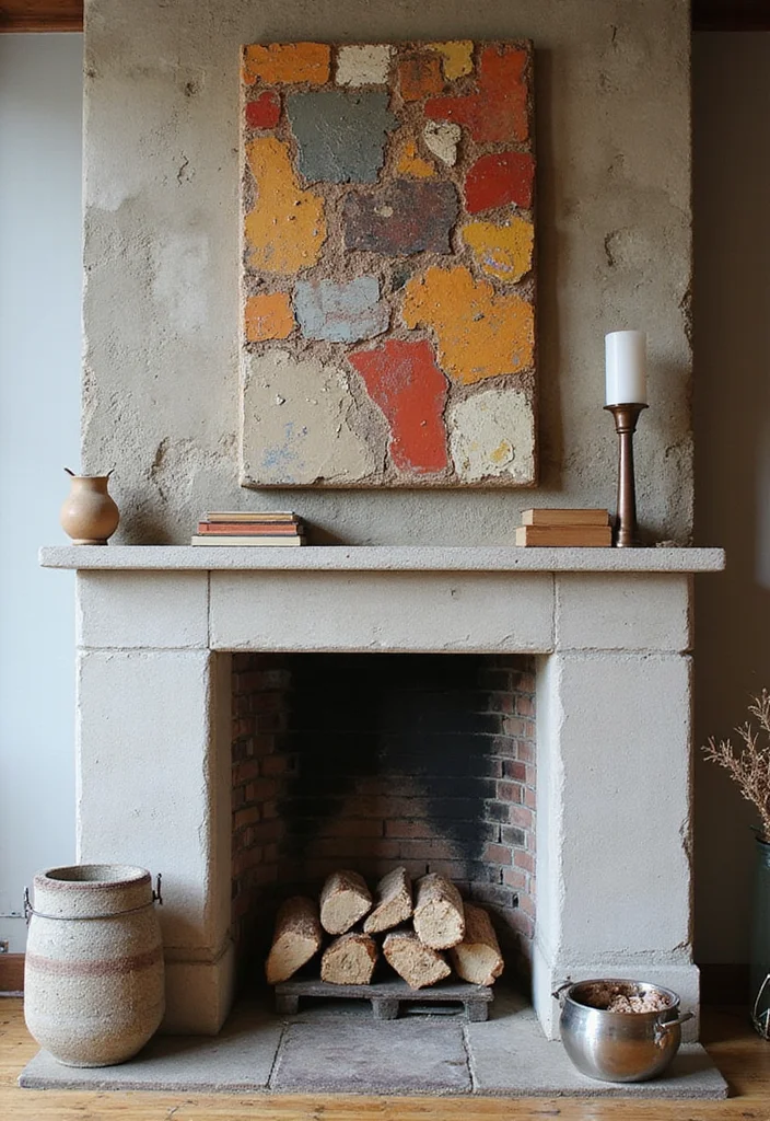 12 Fireplace Artwork Ideas for Strong Eye Level Style - 12. Mixed Media Wall Art