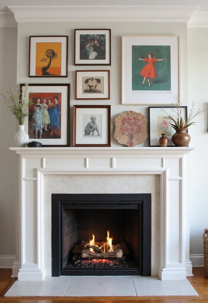 12 Fireplace Artwork Ideas for Strong Eye Level Style - 4. Art Prints