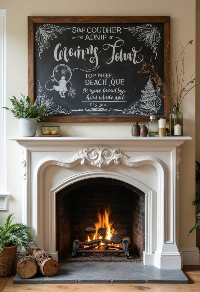 12 Fireplace Artwork Ideas for Strong Eye Level Style - 9. Chalkboard Art