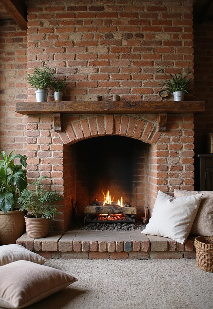 12 Fireplace Molding Ideas for Classic Architectural Detail - 5. Vintage Brick Accents
