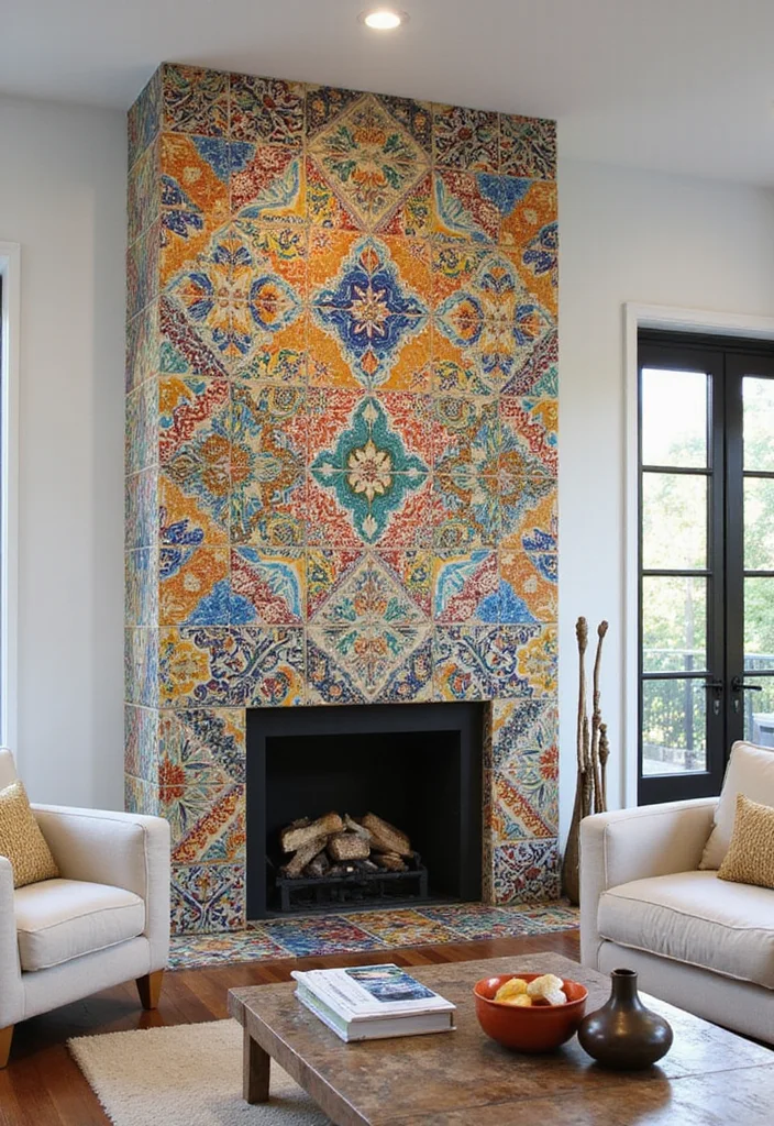12 Fireplace Molding Ideas for Classic Architectural Detail - 8. Artful Tile Surrounds