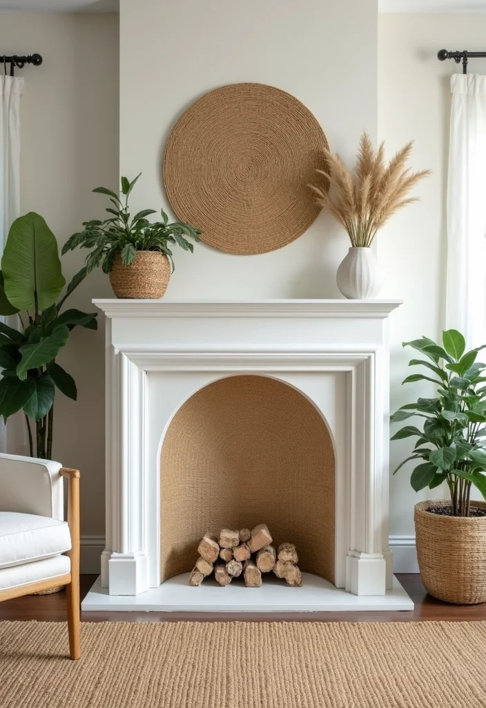 12 Fireplace Screen Ideas for Safe Stylish Protection - 2. Woven Seagrass Screens