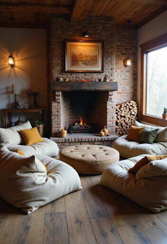 12 Fireplace Seating Ideas for Cozy Warm Gatherings - 10. Oversized Bean Bags