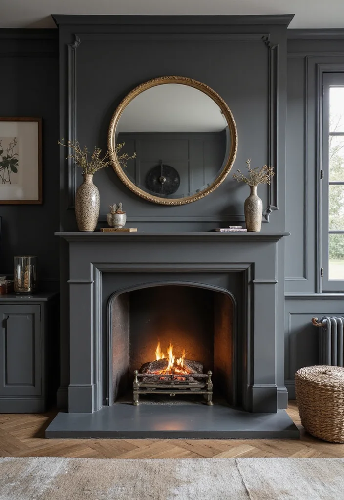 12 Fireplace Wall Color Ideas for Bold Focal Impact - 4. Charcoal Grey for Modern Elegance