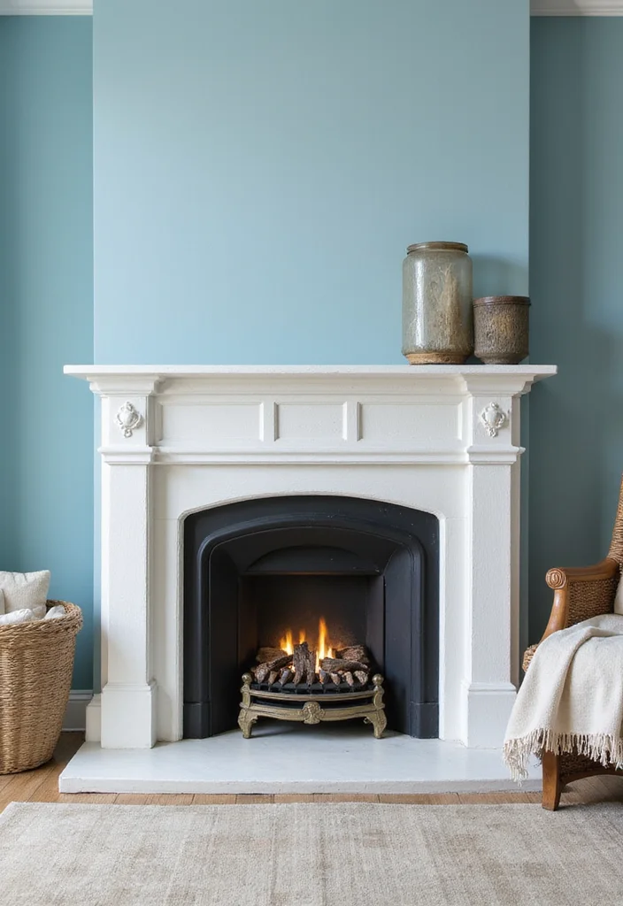 12 Fireplace Wall Color Ideas for Bold Focal Impact - 6. Ocean Blue for a Refreshing Touch