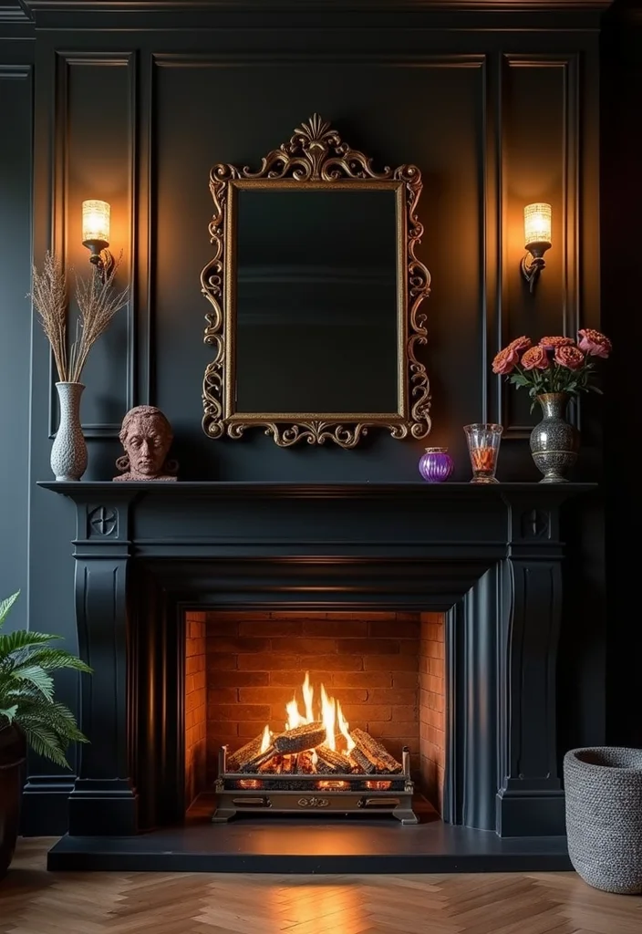 12 Fireplace Wall Color Ideas for Bold Focal Impact - 8. Elegant Black for Bold Sophistication