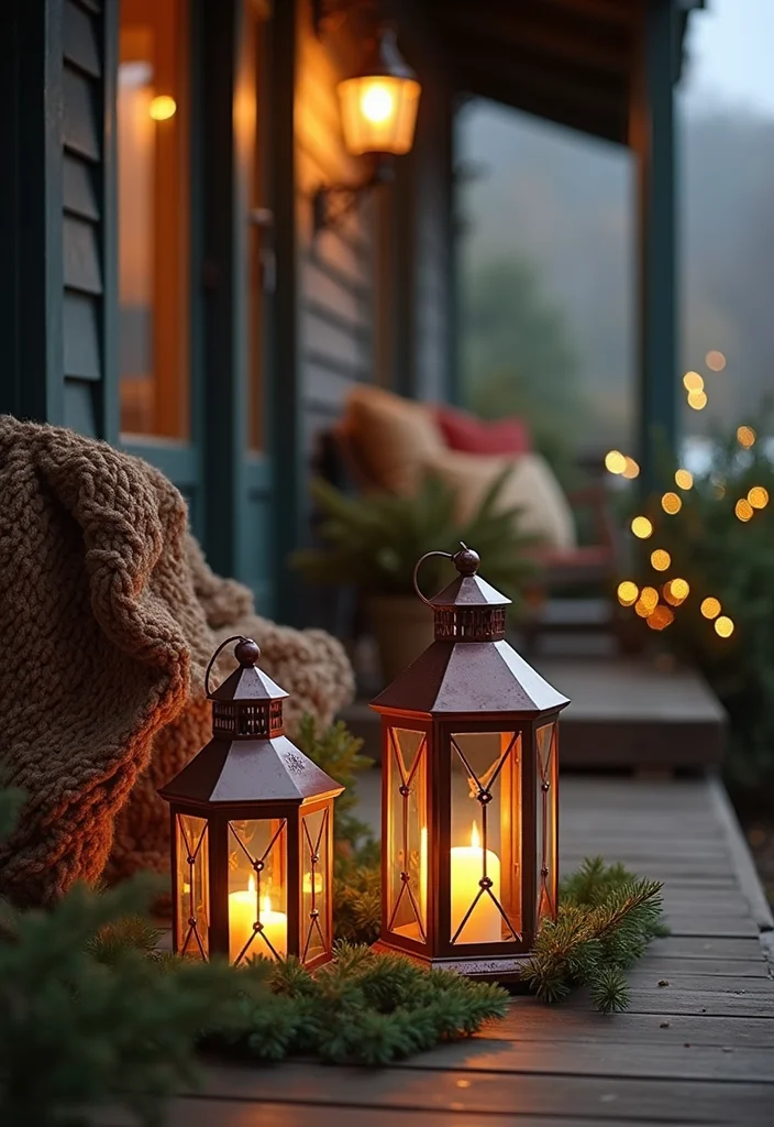 12 Front Porch Christmas Decor Ideas Rustic for Cozy Festive Charm - 3. Vintage Lanterns for Warmth