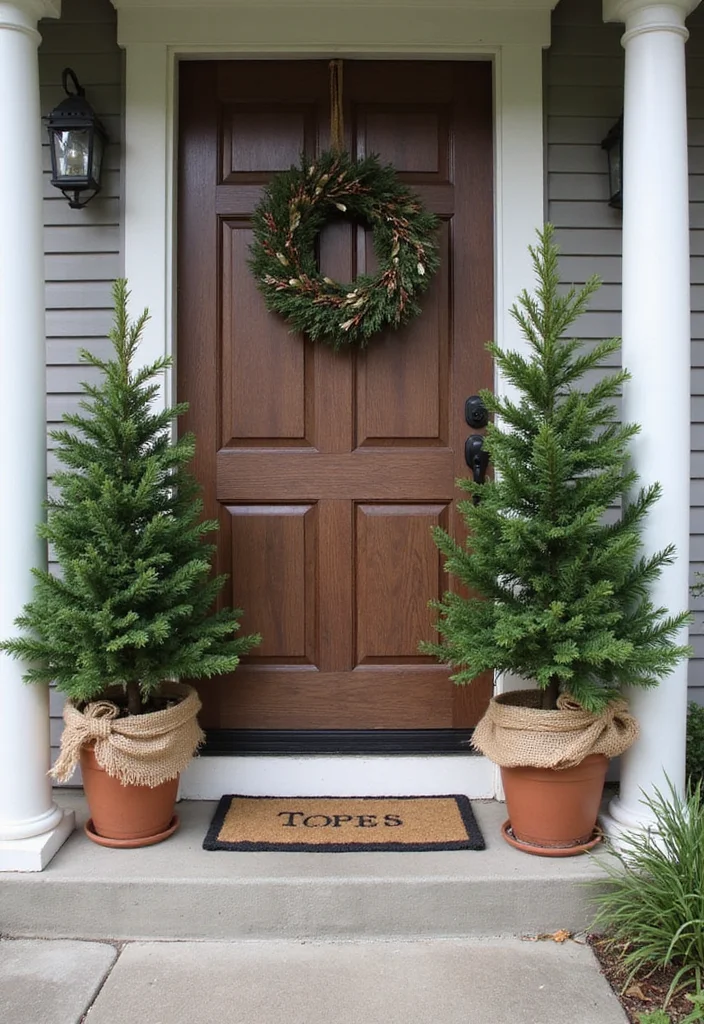 12 Front Porch Christmas Decor Ideas Rustic for Cozy Festive Charm - 5. Potted Christmas Trees