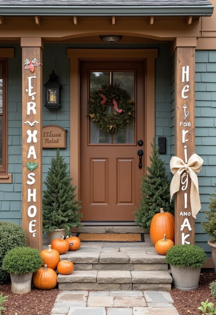 12 Front Porch Christmas Decor Ideas Rustic for Cozy Festive Charm - 7. Festive Signs and Banners