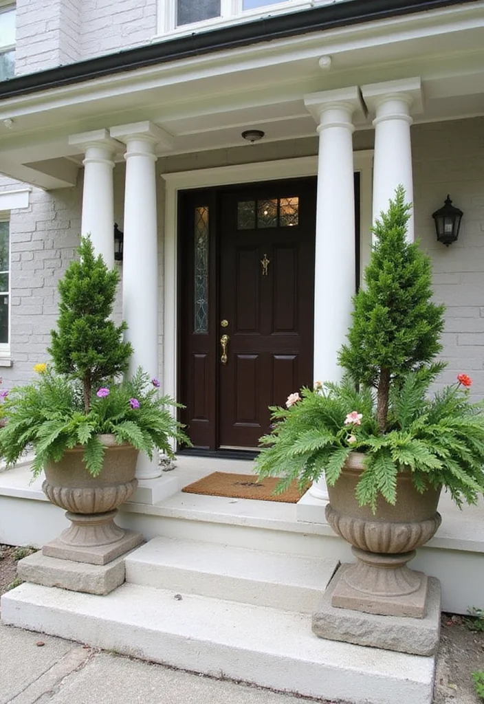 12 Front Porch Planter Ideas for Strong Curb Appeal - 6. Column Planters