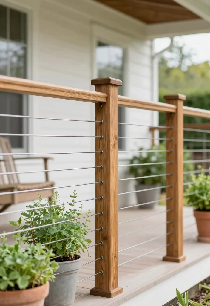 12 Front Porch Railing Ideas to Boost Curb Appeal on Any Budget - 5. DIY Cable Railings 1