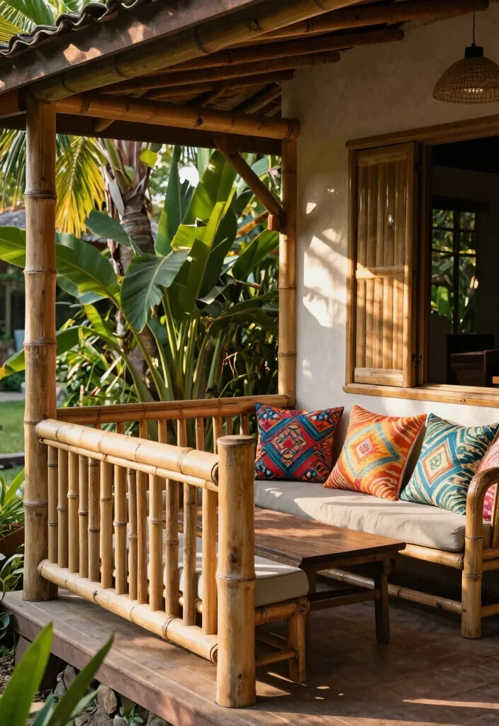 12 Front Porch Railing Ideas to Boost Curb Appeal on Any Budget - 6. Chic Bamboo Railings 1