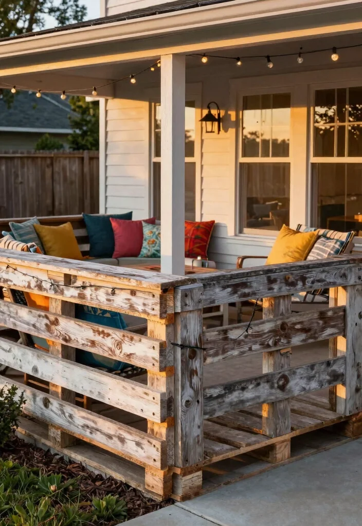 12 Front Porch Railing Ideas to Boost Curb Appeal on Any Budget - 7. Recycled Pallet Railings 1