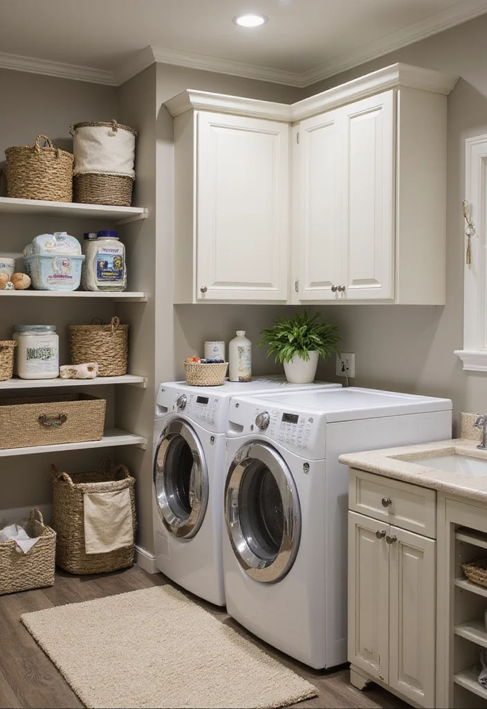 12 Modern Finished Basement Ideas for Clean Updated Living - 10. Versatile Laundry Room with Style