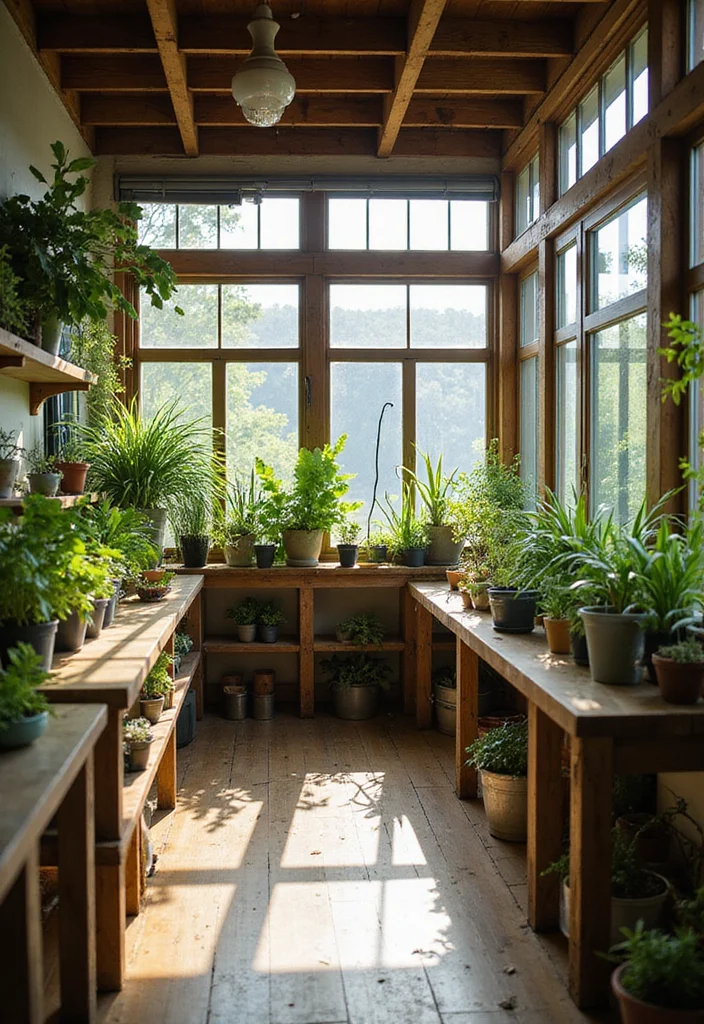12 Modern Finished Basement Ideas for Clean Updated Living - 12. Sunlit Greenhouse Space for Plant Enthusiasts