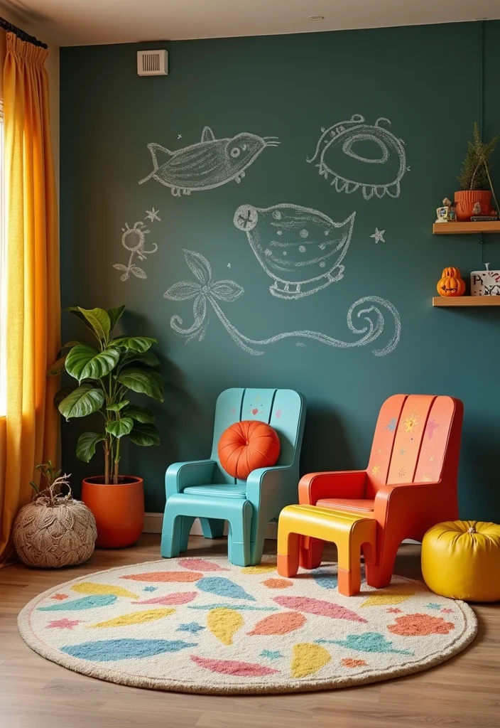 12 Modern Finished Basement Ideas for Clean Updated Living - 5. Playful Kids’ Zone with Eco-Friendly Touches