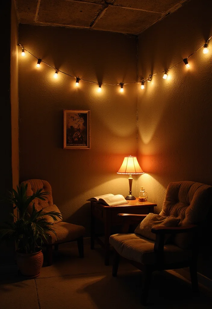12 Moody Basement Ideas for Dark Cozy Atmosphere - 2. Layered Lighting for Ambiance