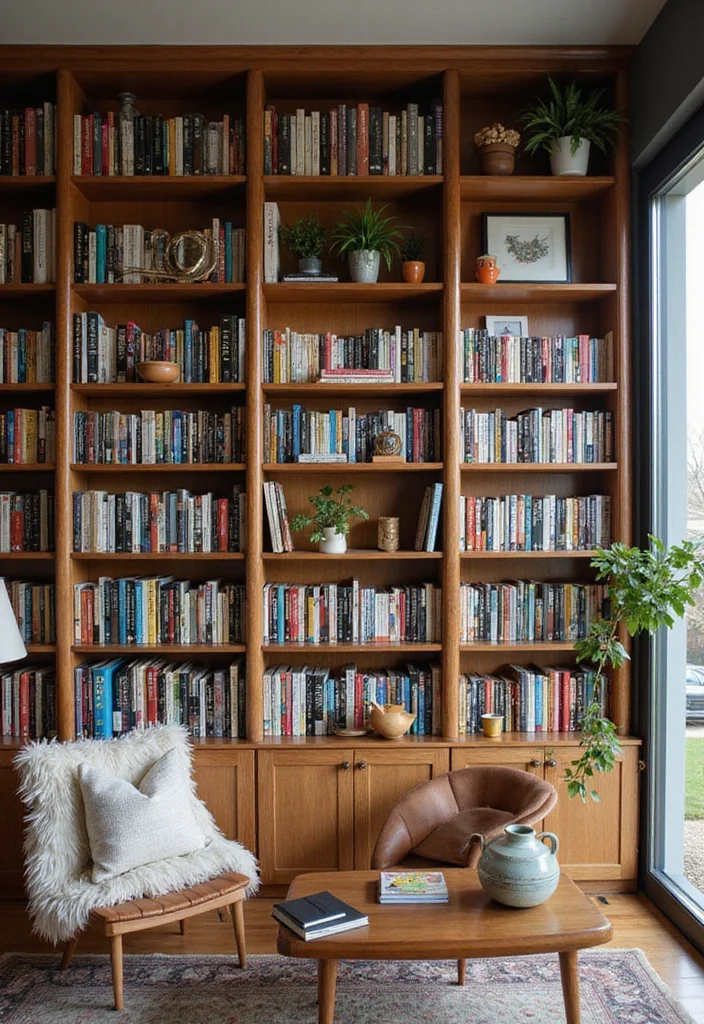 12 Moody Basement Ideas for Dark Cozy Atmosphere - 6. Build a Bookshelf Feature Wall
