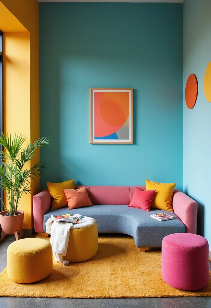 12 Office Reading Room Ideas for Quiet Inspiring Corners - 6. Colorful Accent Wall