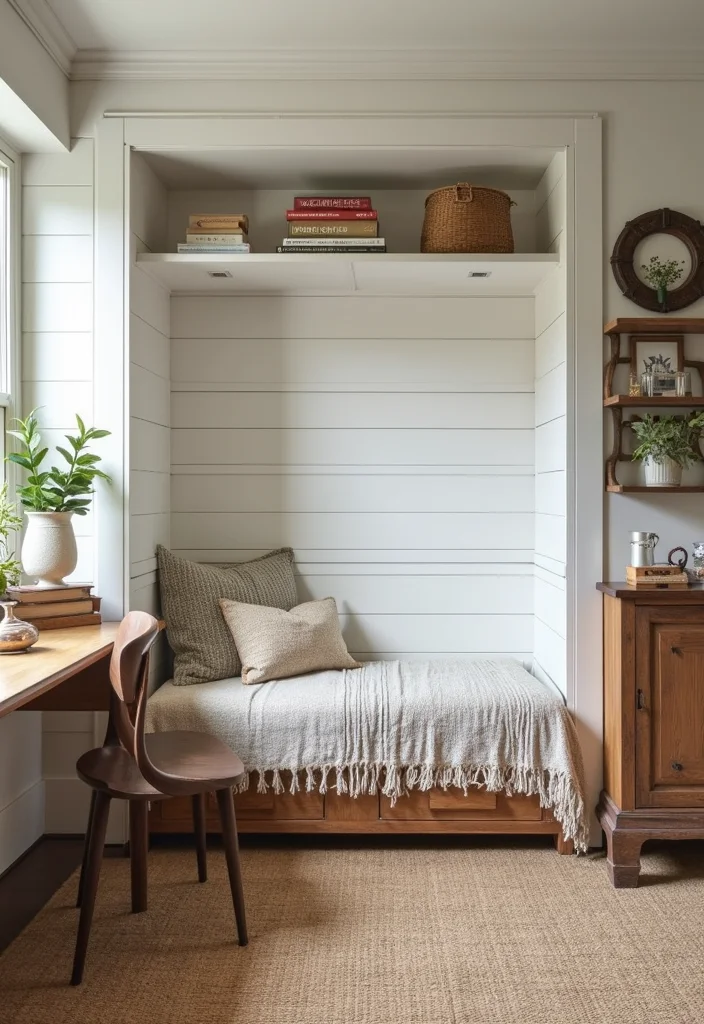12 Office With Murphy Bed Ideas for Smart Dual Purpose Living - 6. Modern Farmhouse Fusion
