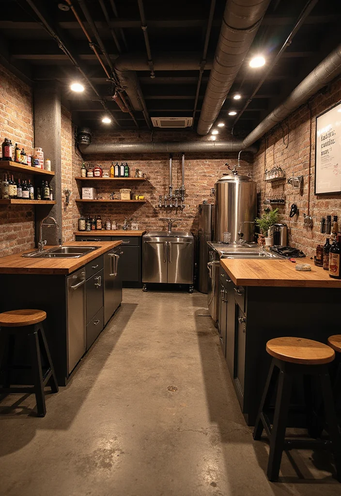12 Rectangular Basement Layout Ideas for Functional Flow - 10. Craft Beer Brewing Station