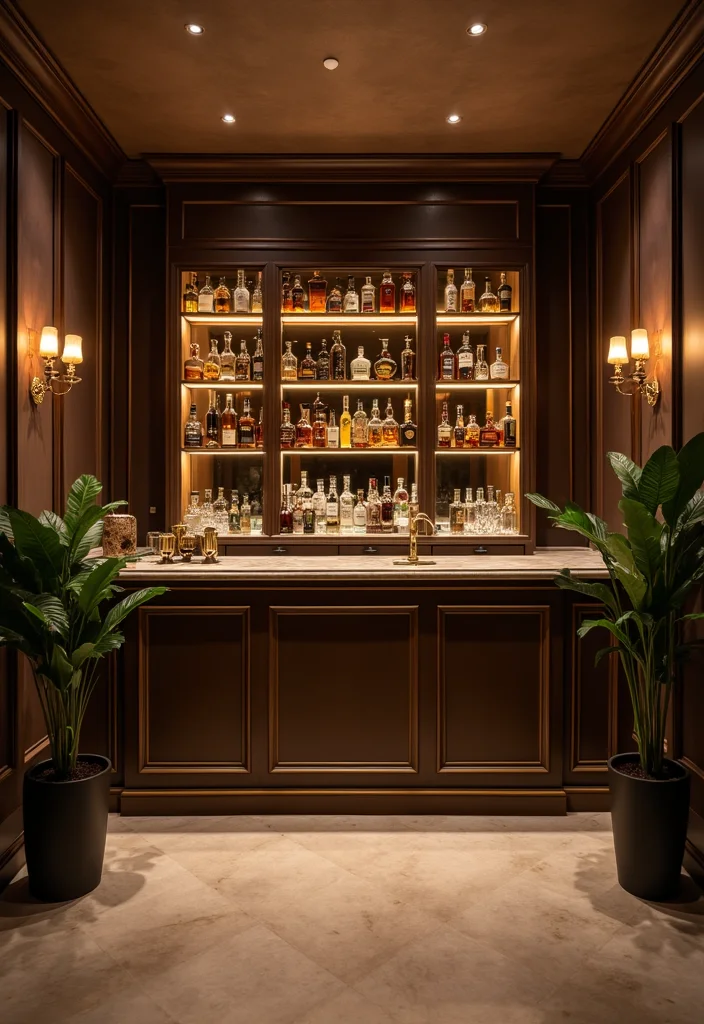 12 Rectangular Basement Layout Ideas for Functional Flow - 8. Luxurious Bar and Lounge