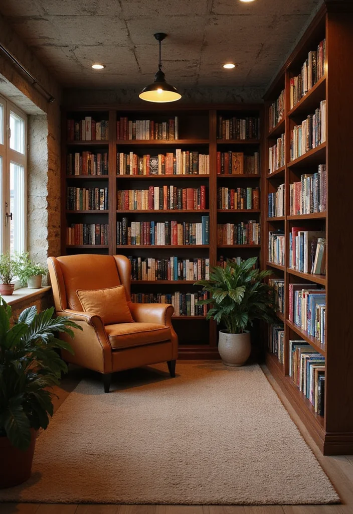 12 Rectangular Basement Layout Ideas for Functional Flow - 9. Reading Retreat