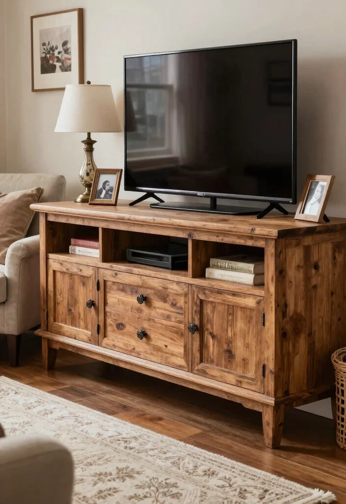 12 Small Modern TV Unit Design Ideas Perfect for Compact Spaces - 6. Vintage-Inspired TV Units 1