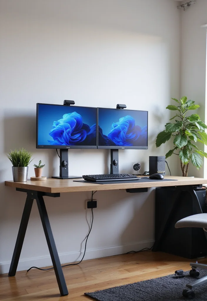 12 Two Person Home Office Ideas for Comfortable Shared Workspaces - 3. Dual Monitor Station