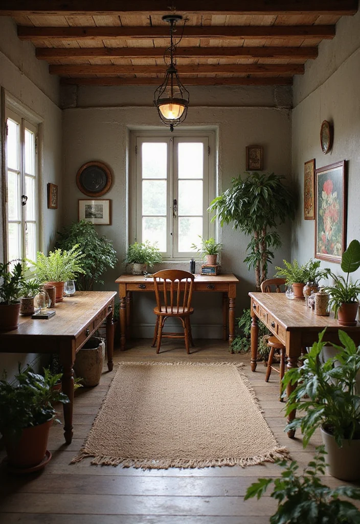 12 Two Person Home Office Ideas for Comfortable Shared Workspaces - 6. Rustic Chic Workspace